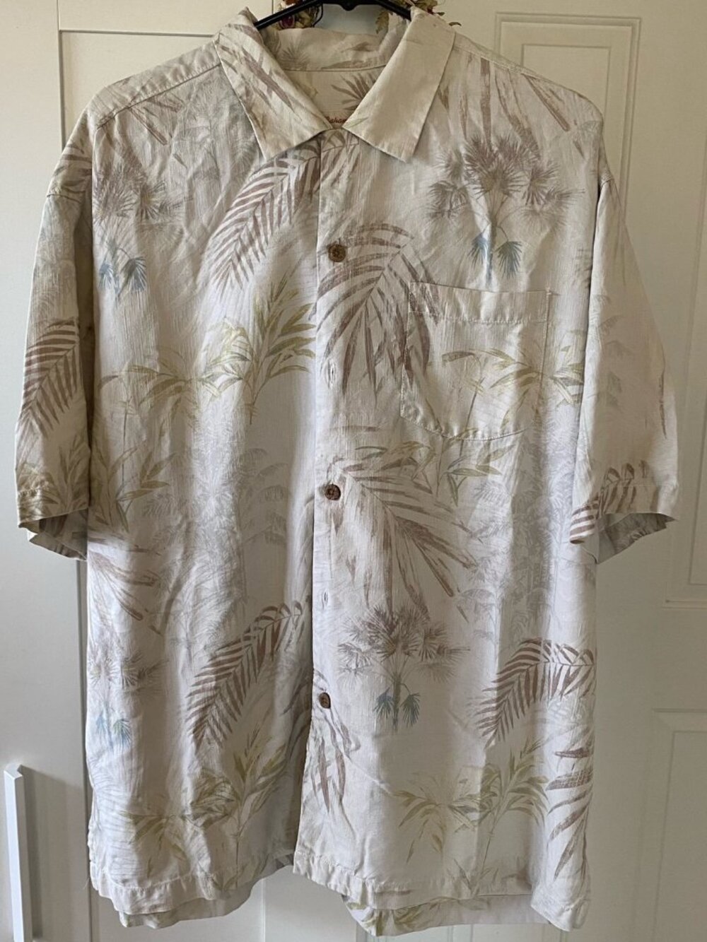 Tommy Bahama Men's Shirt 100% Silk Hawaiian Palm Size XL